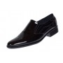 Pantofi barbati negri lac din piele naturala fara sireturi cu talpa neagra GKR818ELN